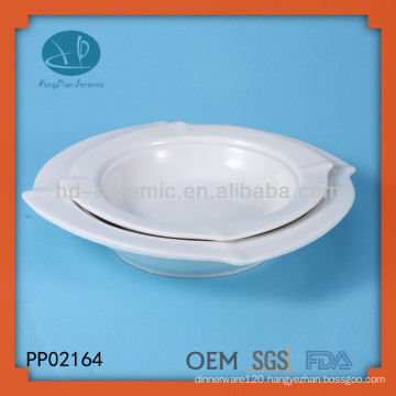 Hot sale hotel&restaurant&wedding dishwasher safe plain white round ceramic serving plates